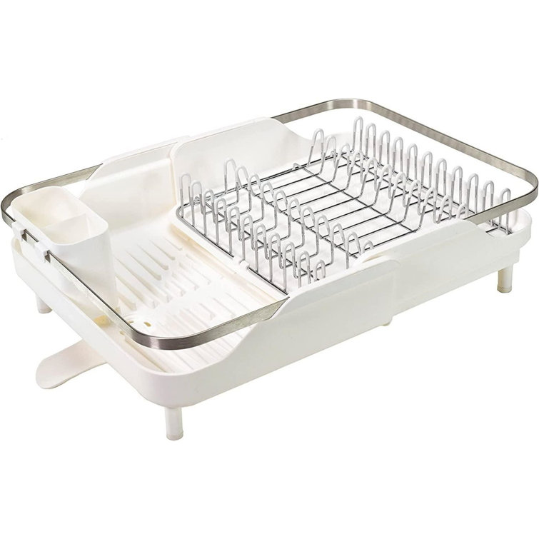 Belfry Kitchen Extendable Dish Drainer Rack, Spout Drains Into Sink